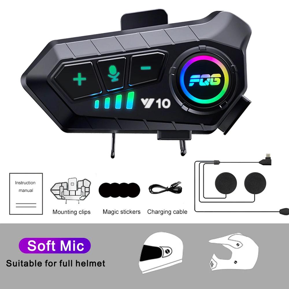 Y10 Motorcycle Helmet Headset Bluetooth 5.3 Voice Contro Motorcycle Wireless Hands-on Talking Headset Waterproof