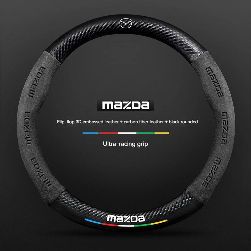 Sport Carbon Fiber Microfiber Steering Wheel Protector for Mazda CX-5 CX-50 CX-8 CX-9 Car Interior Decoration