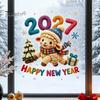 Seasonal Store Decorations Chinese New Year Window Stickers, 2027 Goat Static Clings, Reusable Home Holiday Decor Crochet Knit Lamb Decals,