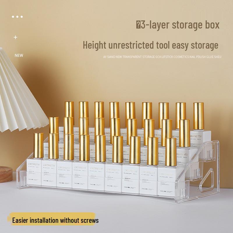 Многослойная прозрачная коробка для демонстрации и хранения лаков для ногтей, для нейл-арта, губных помад, теней для век и инструментов для УФ-геля.