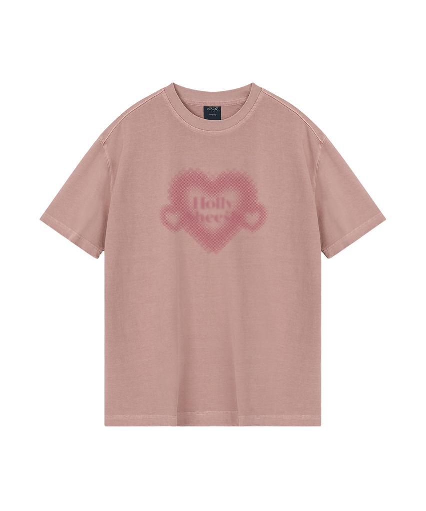 WILDROCK Hollysheesh Heart Pigment Oversized Short Sleeve T-Shirt_6 Colors (Cropped) (Type B)