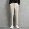 Летняя свободная версия мужских высококачественных однотонных вертикальных девятиточечных брюк большого размера