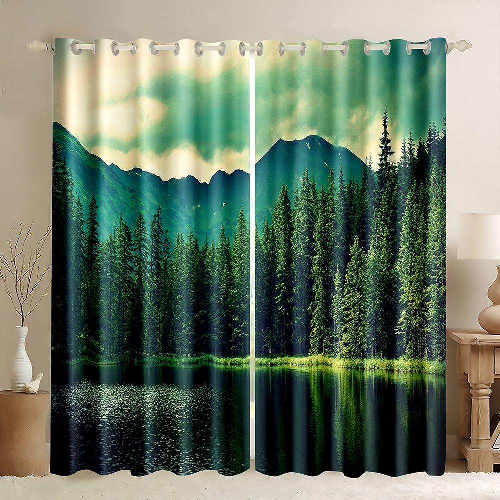3D занавеска с принтом леса на заказ, зеленая лужайка, природа, сцена, оконные шторы для спальни, гостиной, тонкая занавеска, украшение