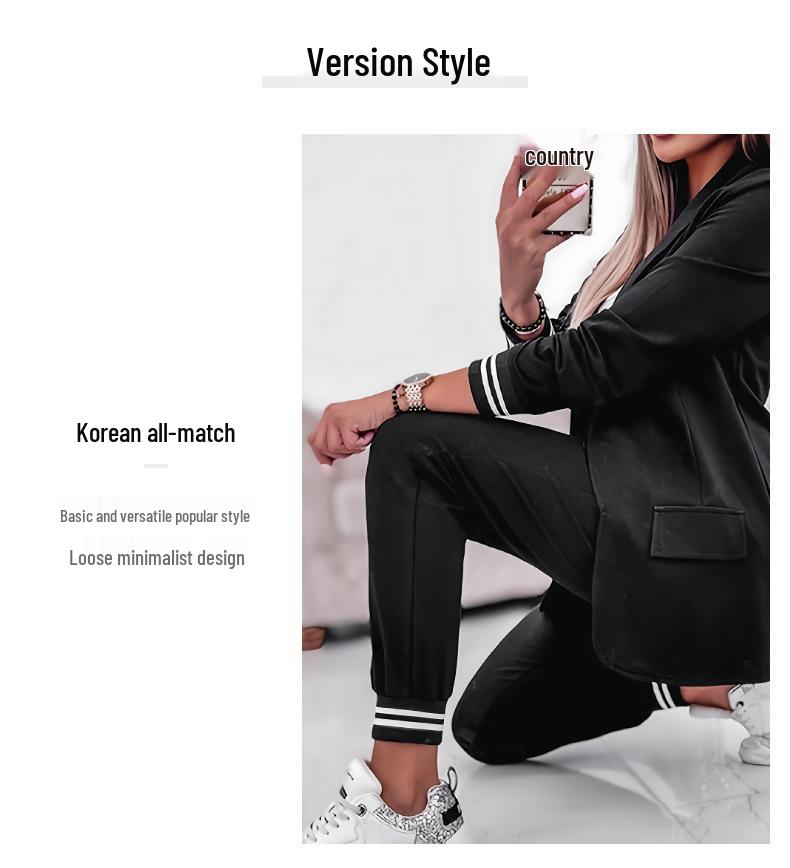 Women's Spring Korean-Style Retro Blazer & Casual Suit Set