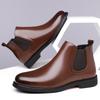 New Chelsea Boots for Men Black Sole PU Ankle Business Round Toe Slip-On Men Boots Size 38-48 Men Shoes Casual Slip-On Man Boots