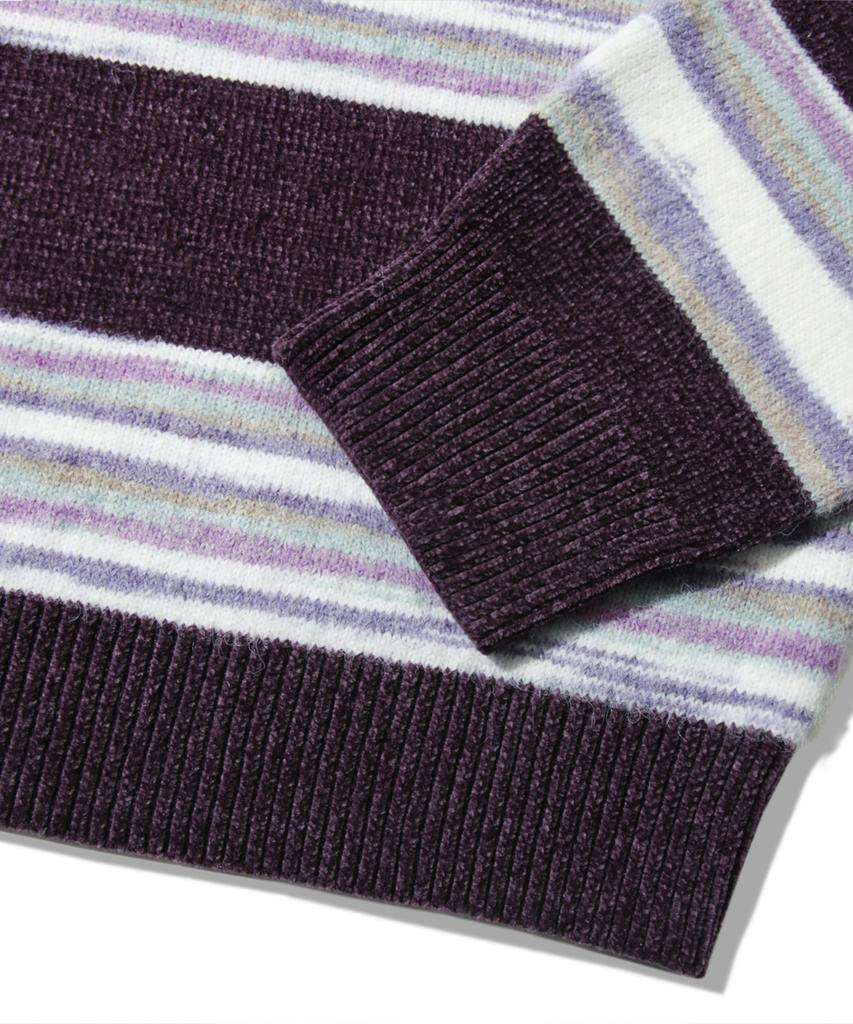 TRILLION Gradient Stripe Velvet Collar Knit_Purple