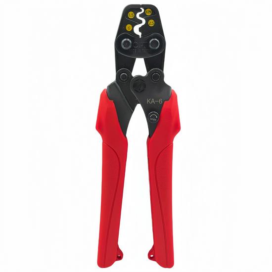 Labor-Saving Ratchet Crimping Pliers with Bare Terminal Nipple Cap, Model KA5-6