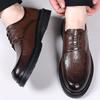 Классические мужские туфли, черные, коричневые, из натуральной кожи, оксфорды, деловые, на шнуровке, удобные, повседневные, нескользящие, для отдыха на природе