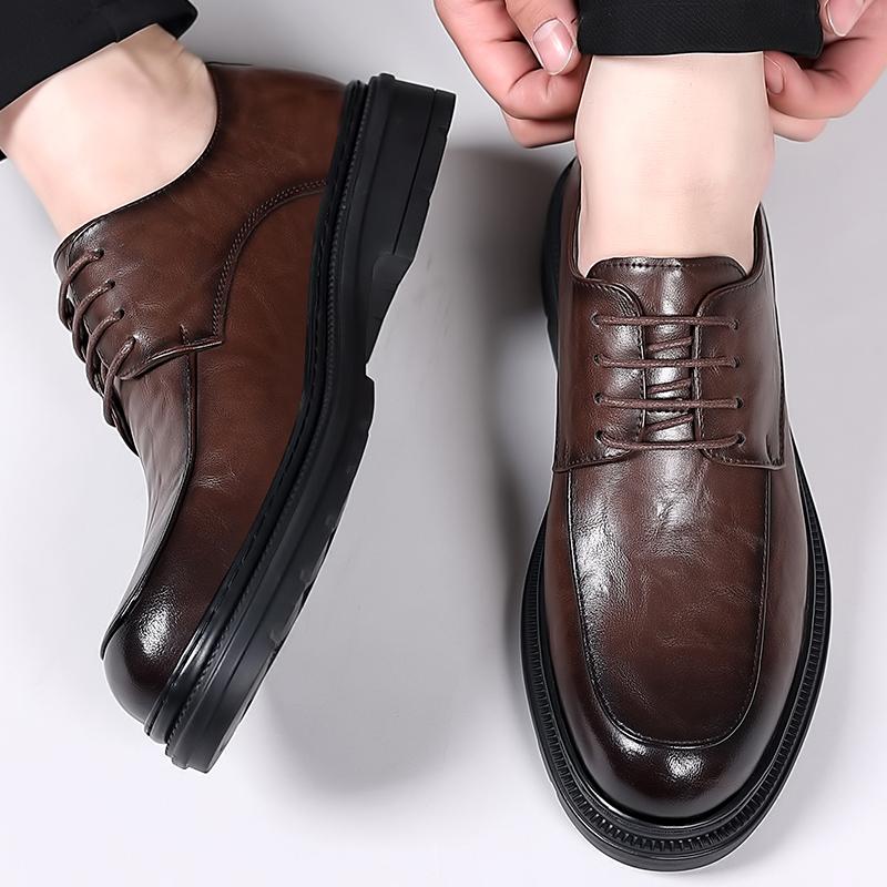 Классические мужские туфли, черные, коричневые, из натуральной кожи, оксфорды, деловые, на шнуровке, удобные, повседневные, нескользящие, для отдыха на природе