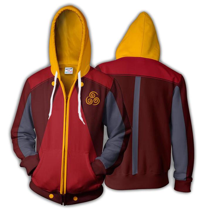 NP Last Airbender APPA Cosplay Zipper Up Hooded Sweatshirt Casual Hoodie Anime AVATAR Costume Thin Jacket