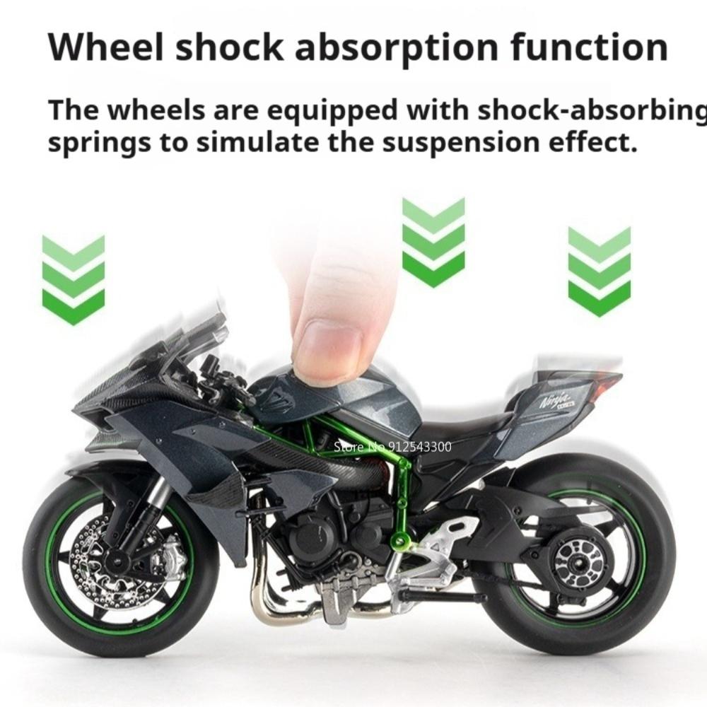 1:Модель мотоцикла Kawasaki H2R 400 Масштаб 1:12 Игрушечный автомобиль Сплав Топливный бак Резиновые шины Мотоциклы Амортизация Игрушки для детей Подарок