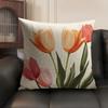 Watercolor Tulip Painting Cushion Cover Natural Linen Organic Fabric DoubleSided Printing Sofa Home Decor Gift Pillow Case