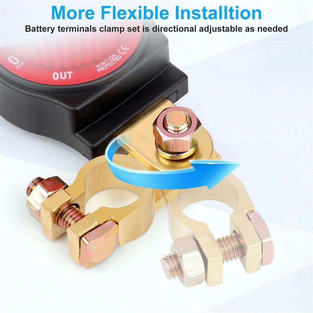 Top Post Battery Disconnect Switch 12-48V Car RV Marine Battery Cut-Off Isolator