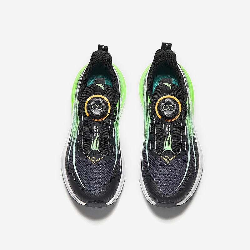 Anta Детские кроссовки Flame Trendy Fashion, легкие, с амортизацией, низкие, для бега, мужские, черные с зеленым, 312515517-1