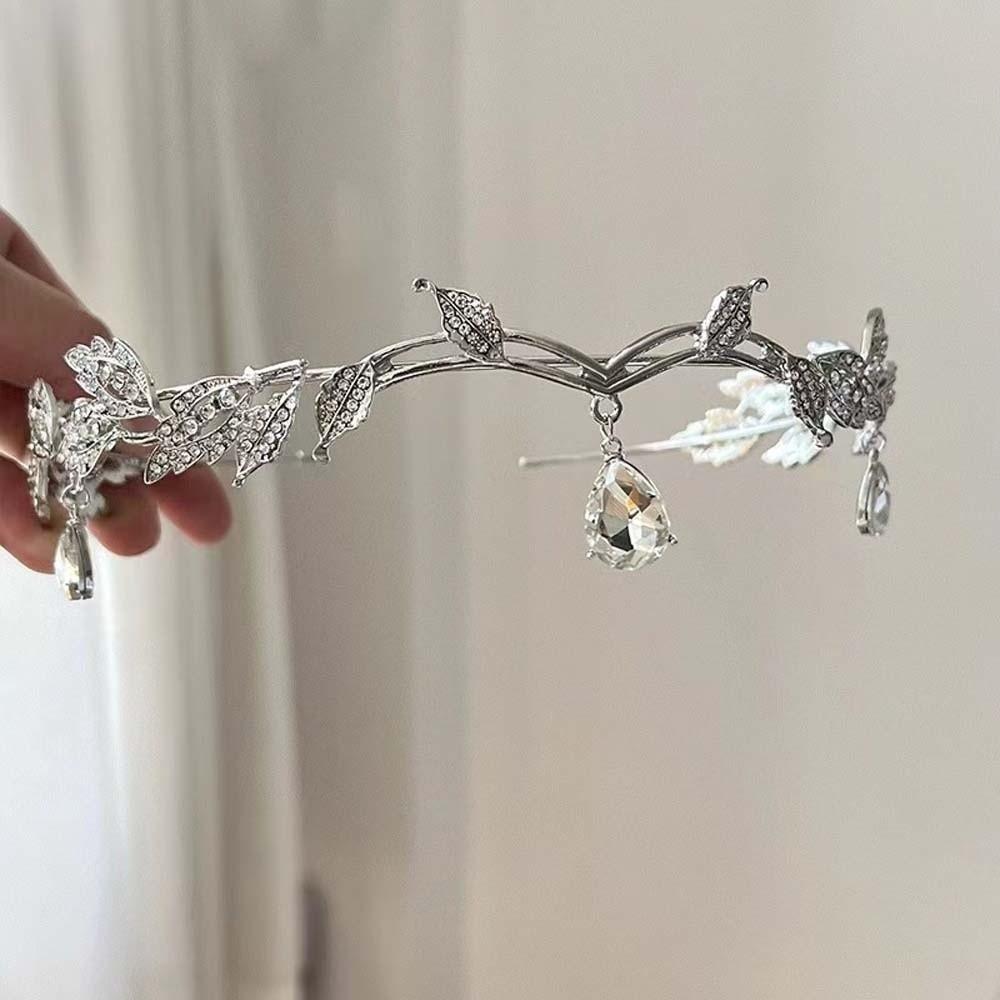 Exquisite Crystal Forehead Accessory Elegant Bride Shiny Hair Hoop Elf Rhinestone Headband  Wedding