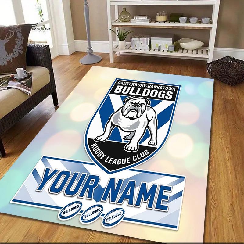 Custom Name Footscray Bulldogs Flannel Pattern Square Carpet,Area Rug,Carpet Rug for Living Room Bedroom Sofa Playroom Decor,Non-slip Floor Mat