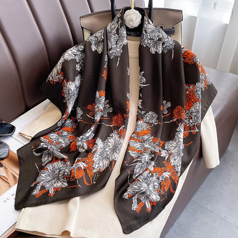 Design Twill Silk Square Scarf Women Luxury Brand Hijab Scarves Headband Foulard Ladies Shawl Wrap Echarpe Foulard Bandana