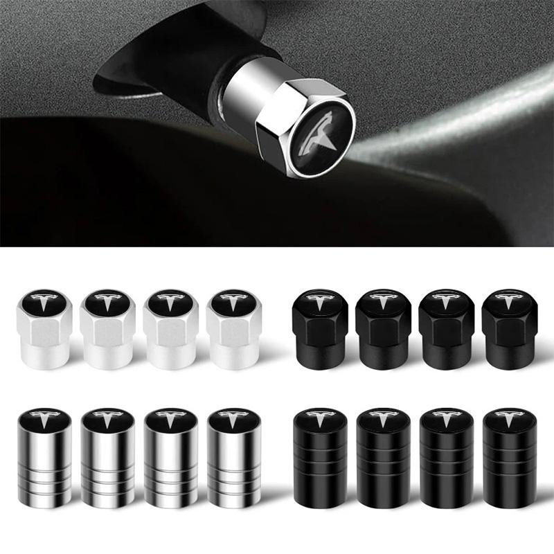 4Pc/set Car Styling 3D Wheel Tire Valve Stem Caps Auto Accessories For Tesla Model 3 Model S Model X Model Y Cybertruck Roadster