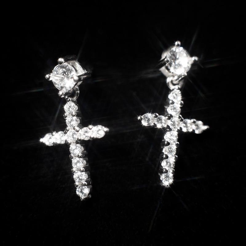 Элегантные серьги-кресты в стиле барокко из серебра S925 с бриллиантами