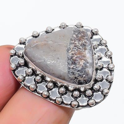 Септариевый Камень Драгоценный Камень Серебро 925 пробы Ювелирное Кольцо Размер 7