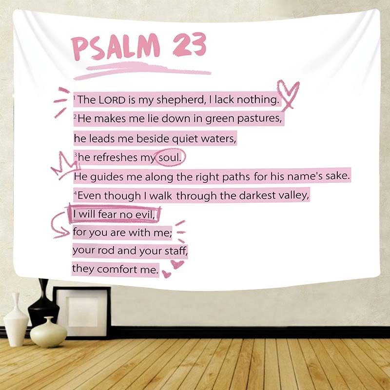 Pink Christian Tapestry Aesthetic Bible Verses Tapestries Wall Hanging Pink Wall Art for Teen Girls & Women Wall Tapestry for Bedroom Dorm Decor for