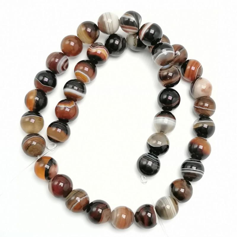 Natural Dream Coffee Black Lace Stripe Agates Round Loose Beads 6 8 10 12 14 16MM Pick Size For Jewelry Making