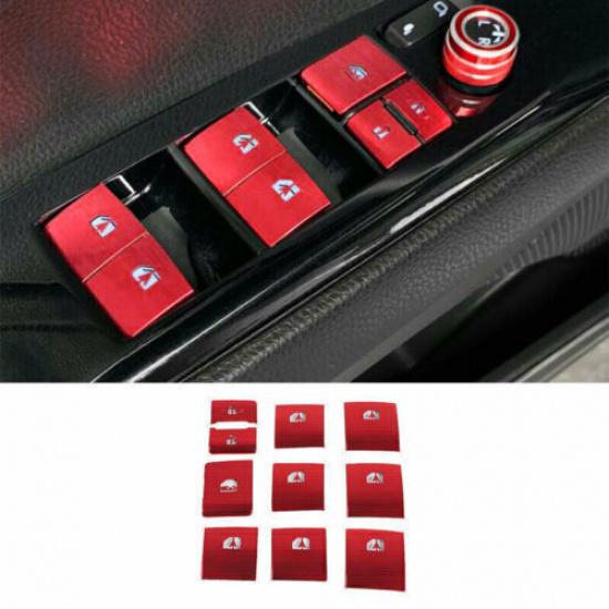 Alloy Window Lift Lock Switch Button Sticker Red For Toyota Camry 10PC 2018-