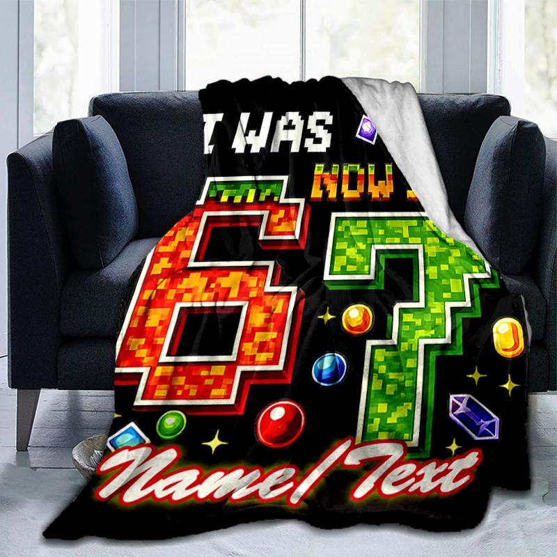 1PC Custom Name Age Celebration outdooor Flannel blankets Throw Blanket All-Season Throw Gift Bedspread for Couch, Bed, Camping Holiday Birthday gift