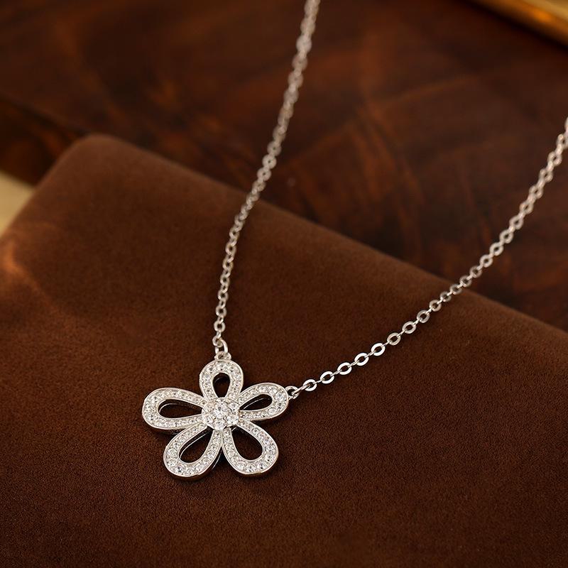 Ожерелье Banyan Tree S925 Silver Diamond Sunflower - элегантный цветок с пятью лепестками для женщин, идеальный подарок девушке