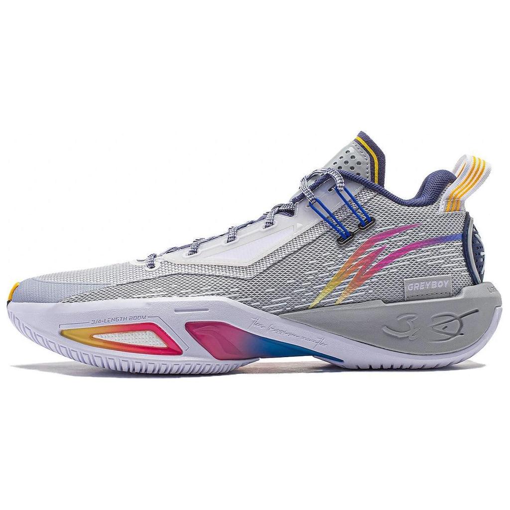 Li Ning Fission 9 Амортизирующие Нескользящие Низкие Баскетбольные Кроссовки Мужские Серые ABPU003-7