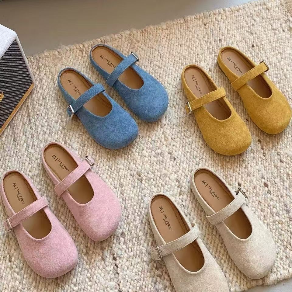 Мэри Джейн носит полуприцепные туфли Muller летом 2025 года, фея ветер мягкая плоская подошва один педаль модная сумка голова полушлепанцы