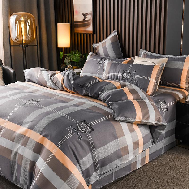 Утолщенный потертый комплект из четырех простых простыней из твила, пододеяльников, постельного белья