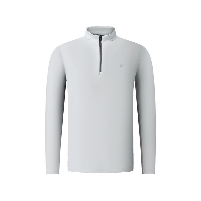 Men's FILA T-Shirts Men's Light Gray Stand Collar Moderate Straight Fit