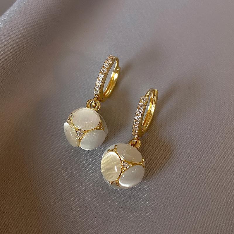 Серьги-гвоздики из камня «Кошачий глаз» Luxury-lite - Уникальный дизайн, Изысканные пусеты, Стиль высокого класса
