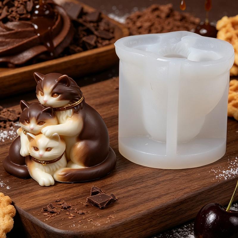 Xiaomi 3D Stacked Cat Dog Candle Silicone Mold Kitten Puppy Animal Family Aromatherapy Soap Gypsum Craft Mould Home Decor Gift