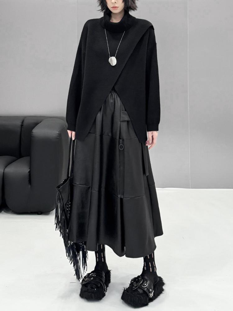 Xitao Повседневный однотонный свободный свитер с длинными рукавами GMM1048