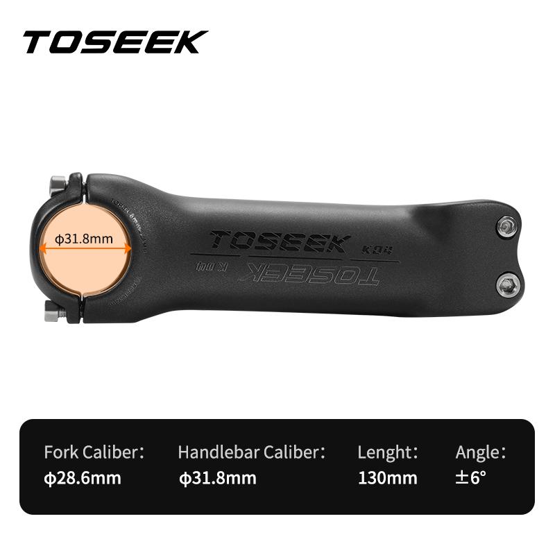 TOSEEK T700 Carbon Fiber Road Mountain Gravel Bike Stems 31.8mm Handlebar Clamp 28.6mm Steerer Clamp 6/17 Degree Bicycle Stem