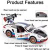 1/32 Porsche 911 GT3 RSR Sports Car Toy Alloy Diecast Scale Model Simulation Racing Pull Back Wheel Suspension Collection Toys for Boys