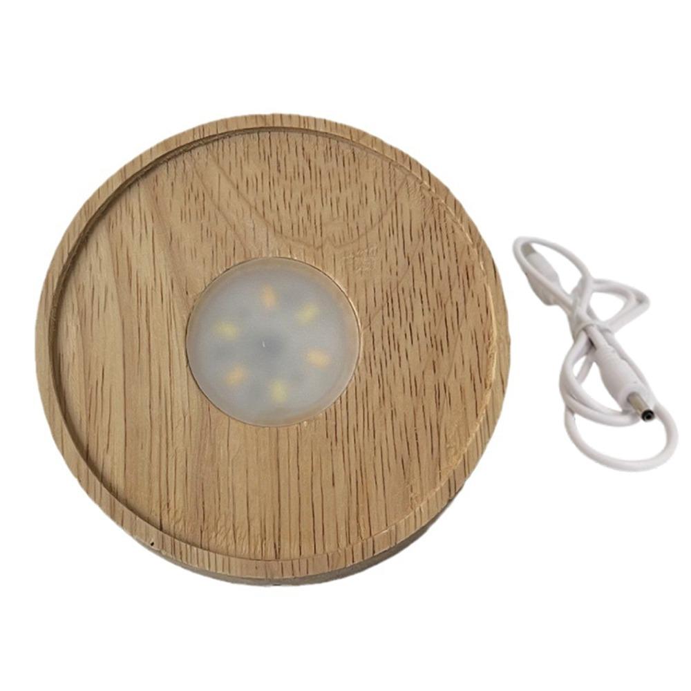 Round Wooden LED Light Base Multicolor USB Display Night Lamp Holder Bars