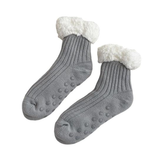 Fuzzy Warm Slipper Socks for Women Cozy Fluffy Fleece Lined Home Floor Socks with Grippers Winter Soft Thermal Sleep Socks