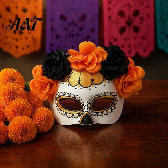 Versatile Masque for Women Halloween Masquerade Masque, Flower Skull Mexican Day of The Dead Comfortable Parties Eye Cushion Costume, Fancy