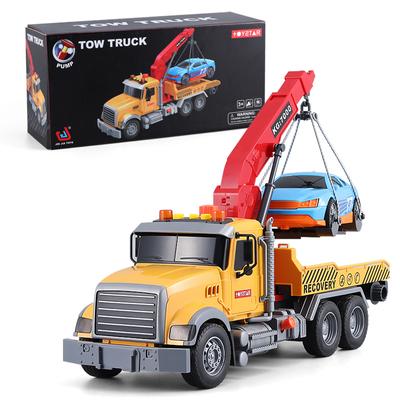 Игрушечный эвакуатор с бортовой платформой и краном с игровым набором гоночных автомобилей, большие игрушки, спасательная машина, толкай и двигайся, свет и звуки, подарок на день рождения для детей