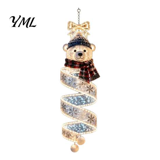 Weatherproof Polyester Holiday Lights Christmas Magic Spiral Hanging LED Light, Decoration with for Porch Entryway Doorway And Outdoor Decor