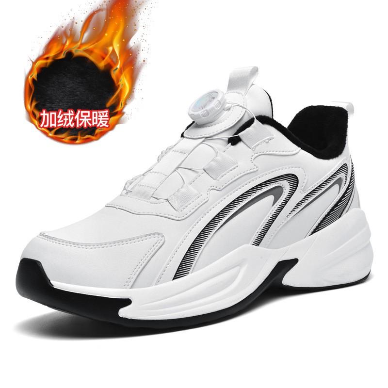 Youth style shoes Warm Lined Rotating Buckle Running Shoes Kids Boys Slip-On Sneakers With Waterproof Synthetic Upper