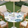 Outdoor Round Table Cover With Floral Print Oil Painting Style Waterproof Elastic Edge Patio Garden