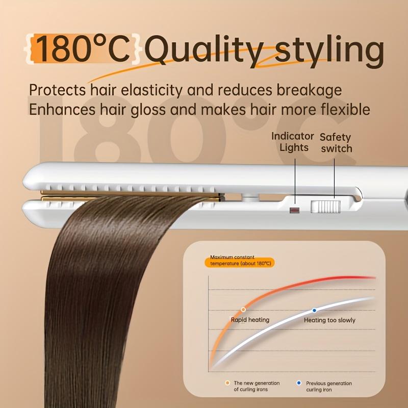 2-in-1 Straightener and Curler, USB-powered Mini Shaper, Dual-use, Anti-scalding, Portable Travel, Frizz Free, Shinier and Smoother