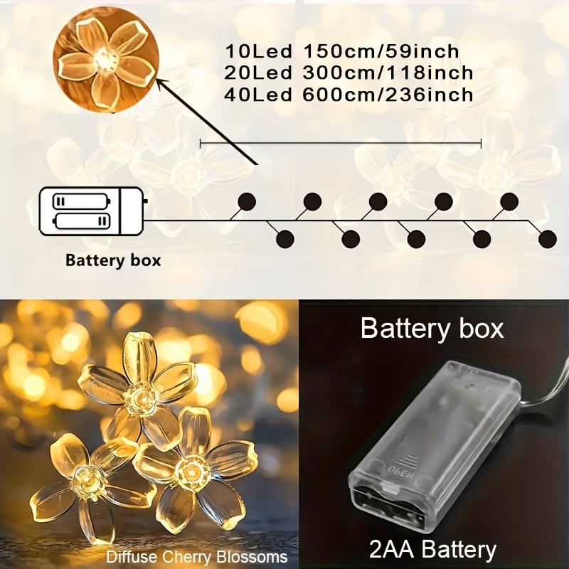 Cherry Blossom Fairy Lights, Battery Operated, Yellow Flower LED, Energy-Efficient, Plastic, for Home Garden, Wedding, Holiday, Christmas, Party, Outd