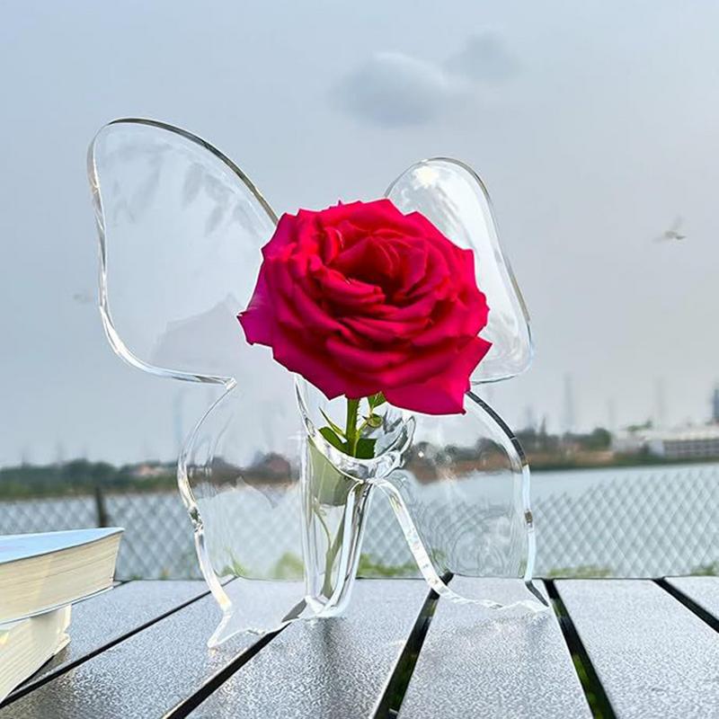 INS прозрачная акриловая ваза-бабочка гидропонный цветочный горшок декоративные украшения художественная ваза для дома гостиной настольные украшения