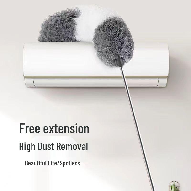 Retractable Electrostatic Feather Duster with Telescopic Pole for Household Dusting and Crevice Cleaning