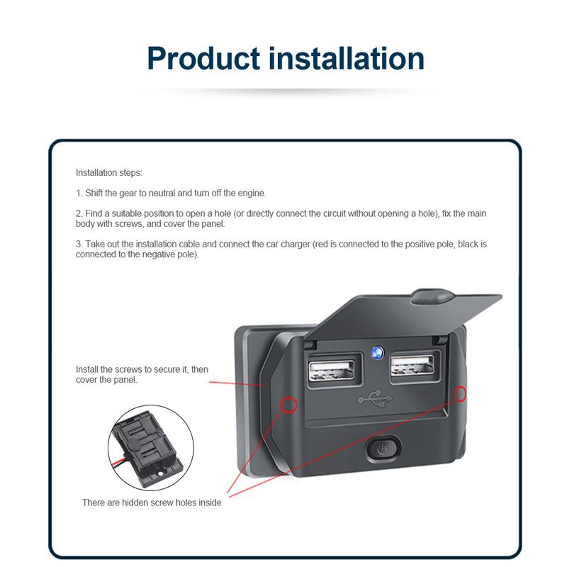 PD Type C QC 3.0 USB Fast Charger Socket with Switch LED Light Power Outlet Quick Charge for 12V 24V Car Motorcycle RV Boat
